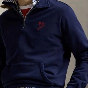 Polo Ralph Lauren Loopback Fleece Graphic Quarter-Zip Sweatshirt Winged Foot XL